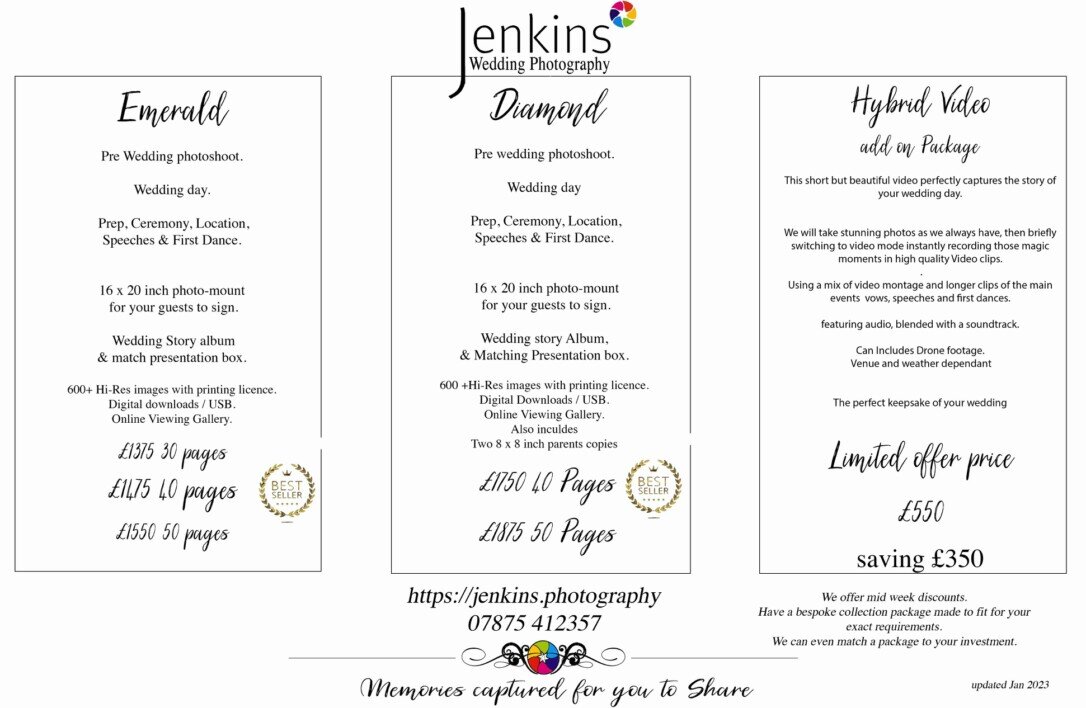 Jenkins Wedding Photography Offer