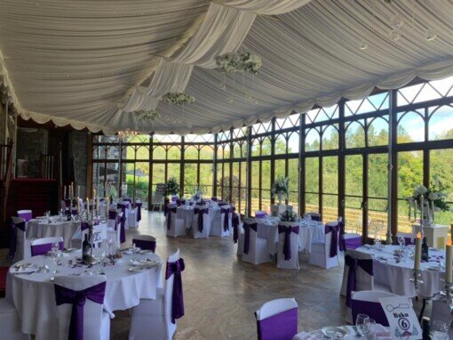 Conservatory Craig y Nos Castle wedding purple