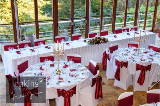 Wedding Banqueting Room Conservatory at Craig y Nos Castle by Gareth Jones Wedding Photographer