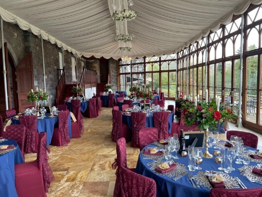 Craig y Nos Castle wedding venue London Conservatory with views over Brecon Beacons
