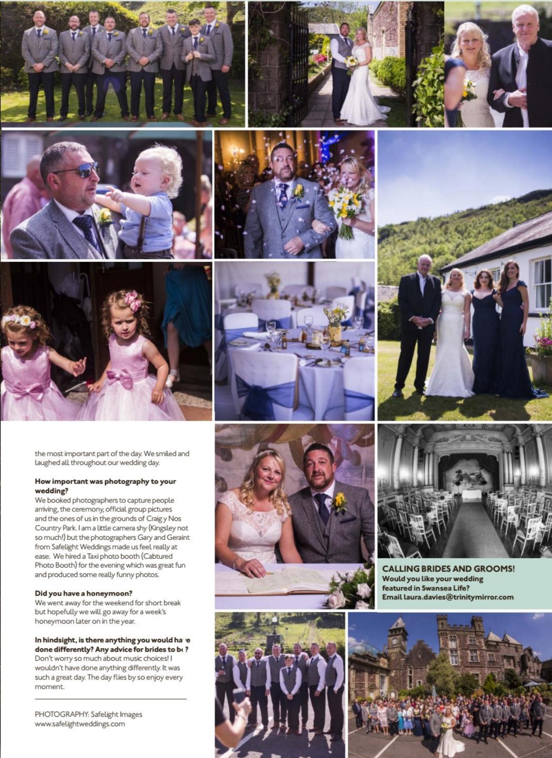 Swansea Life Magazine review of a wedding held at Craig y Nos Castle