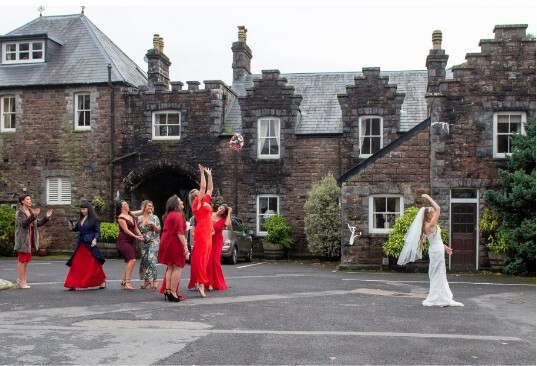 Wedding Ceremony Venue Swansea Craig y Nos Castle Courtyard 
