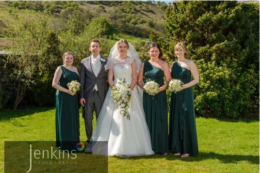 Wedding Venues South Wales Craig y nos Castle theatre gardens green bridesmaids