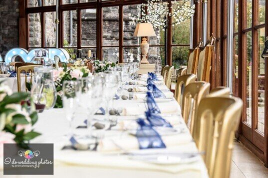 Wedding Banqueting Room Conservatory at Craig y Nos Castle by Gareth Jones Wedding Photographer