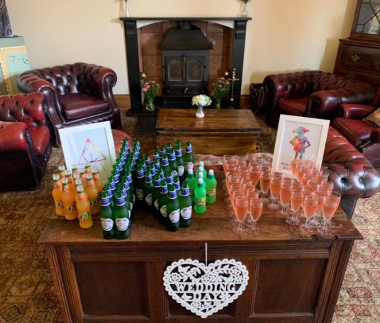 Welcome Drinks at Craig y Nos Castle wedding venue Cardiff