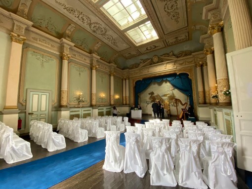 Ceremony Room Craig y Nos Castle white chaircovers