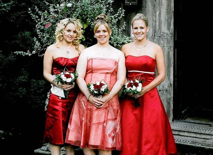 Wedding Planner Book, Bridesmaids in pink and red at Craig y Nos Castle South Wales
