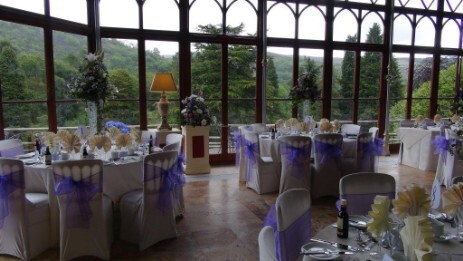 Craig y Nos Castle wedding venue near Cardiff Conservatory with views over Brecon Beacons