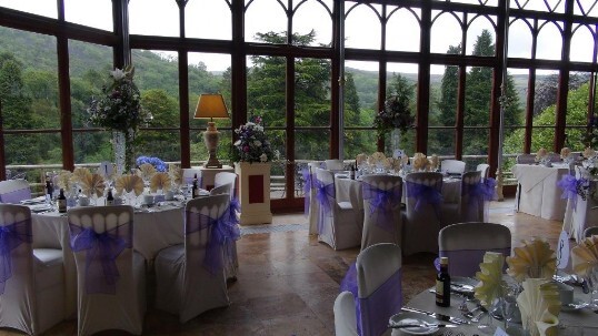 Craig y Nos Castle wedding venue for Birmingham Conservatory with views over Brecon Beacons