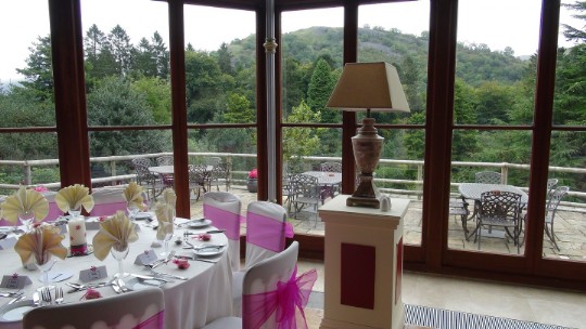 Craig y Nos Castle Wedding Venue Swansea views from the Conservatory tall windows over mountains