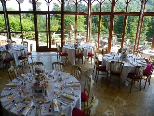 Craig y Nos Castle Wedding Venue Conservatory windows overlooking the greenery of the country park