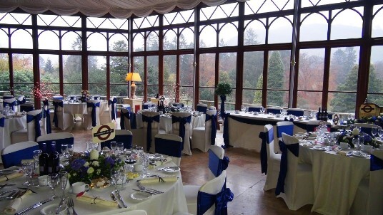 An innovative london tube themed wedding at Craig y Nos Castle's Conservatory in Wales