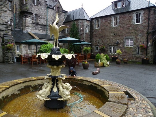 Craig y Nos Castle Wedding Venue Front Courtyard with refurbished fountain