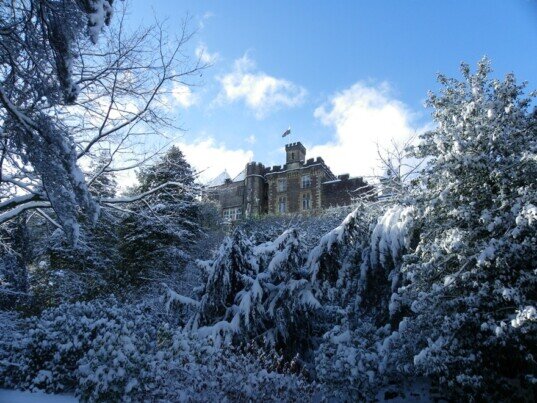 Craig y Nos Castle Wedding Venue in Wales in Winter Snow