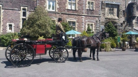 Horse and Carriage in front of Craig y Nos Castle South Wales