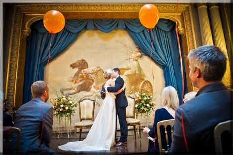 Wedding Ceremony in the Opera House at Craig y Nos Castle Wedding Venues in South Wales 