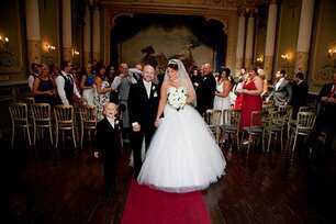 Kevin John Wedding Photography Bridal Couple in the ceremony room at Craig y Nos Castle South Wales