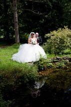 Kevin John Wedding Photography Bridal Couple in the lower gardens at Craig y Nos Castle South Wales