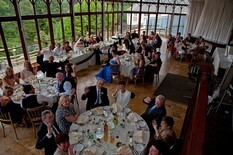 Kevin John Wedding Photography Wedding Guests in the Conservatory at Craig y Nos Castle South Wales
